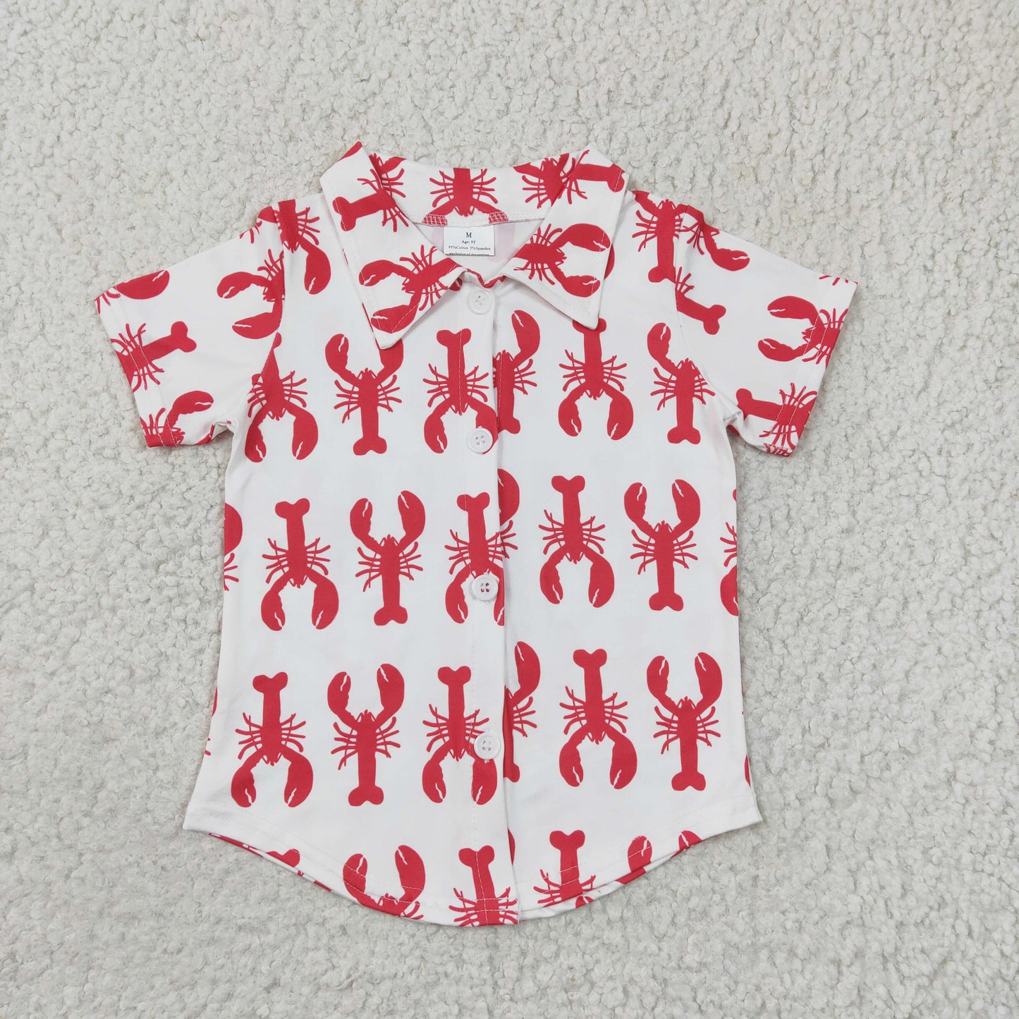 RTS NO MOQ(In Stock) BT0161 Boys Crawfish Button Short Sleeve Top