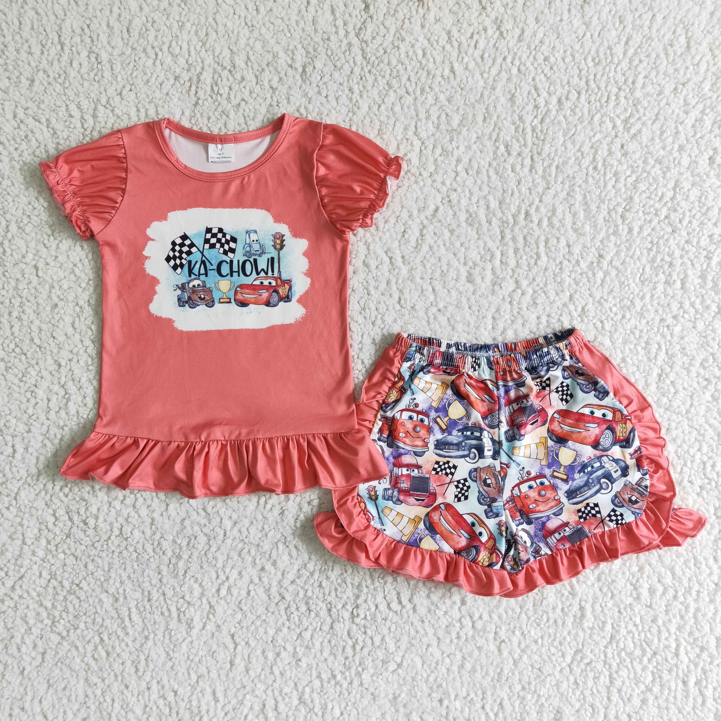 pink top with shorts