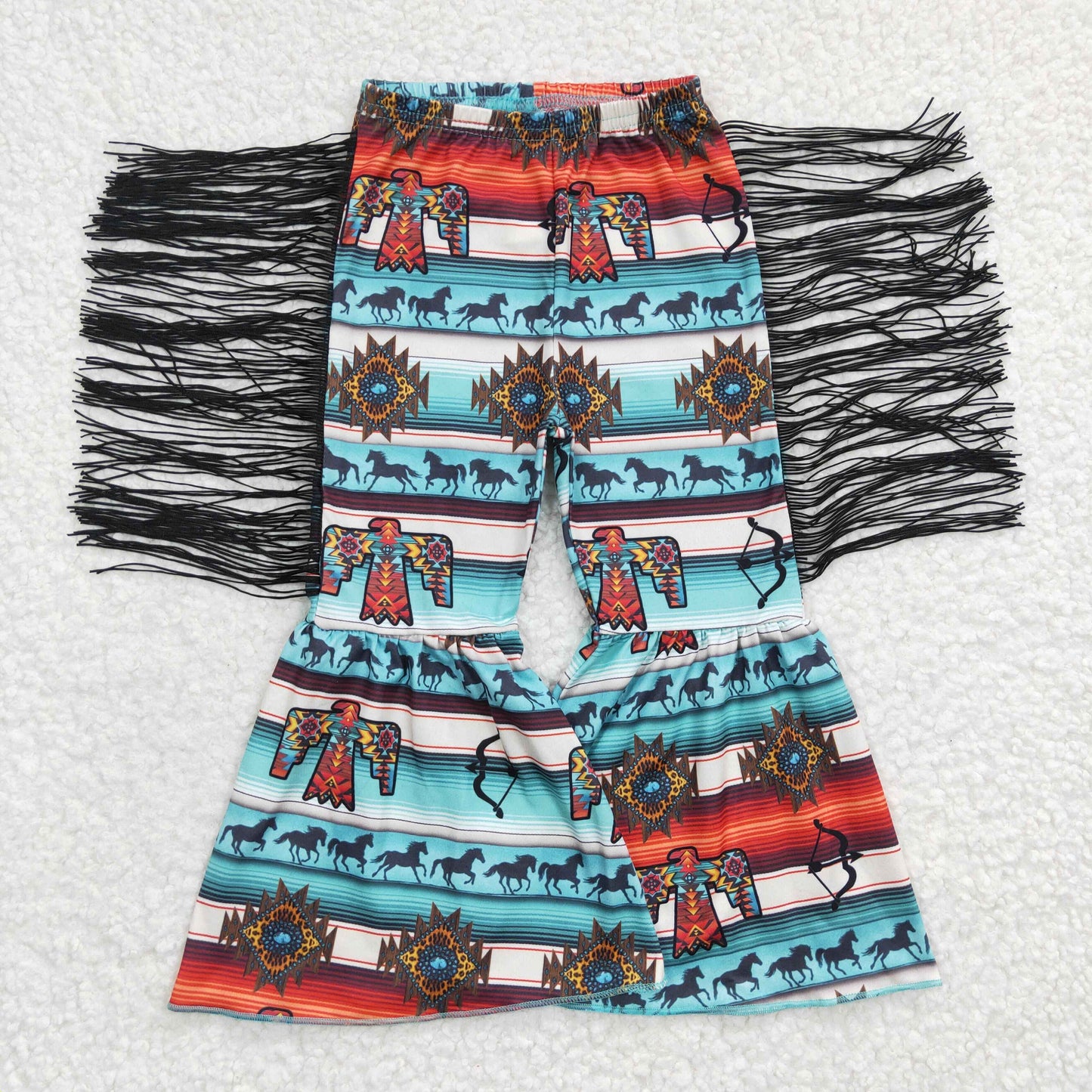 P0081 Horse Geometric Fringe Trousers