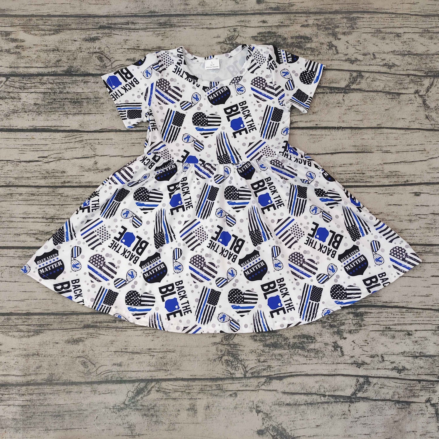 BACK THE BLUE black flag short sleeve dress