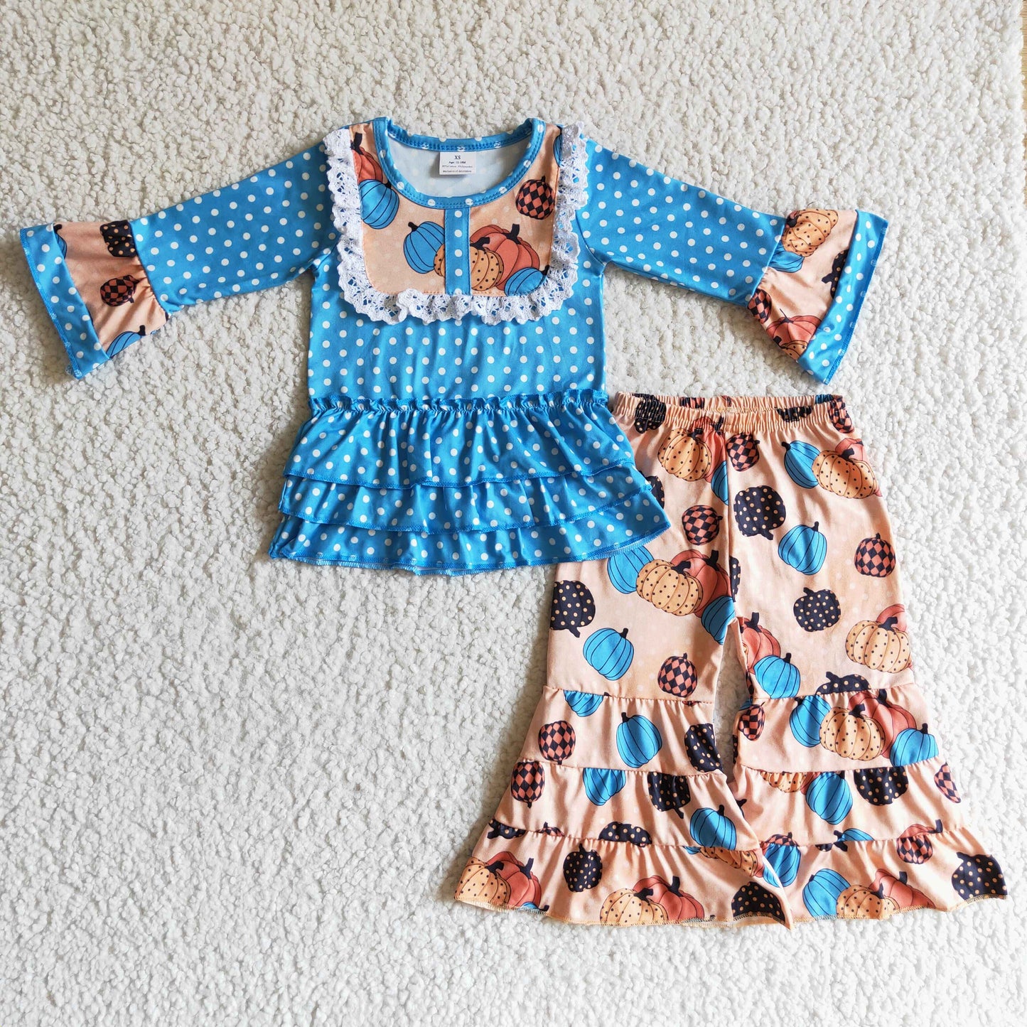 GLP0126 girls Halloween outfit long sleeve and long pants pumpkin print