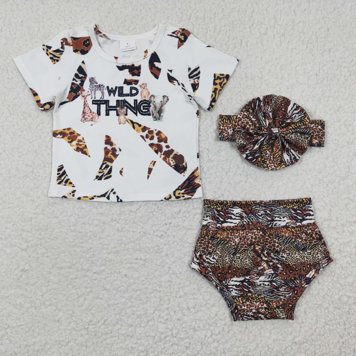 RTS NO MOQ GBO0096 WILD THING leopard print short-sleeve briefs set