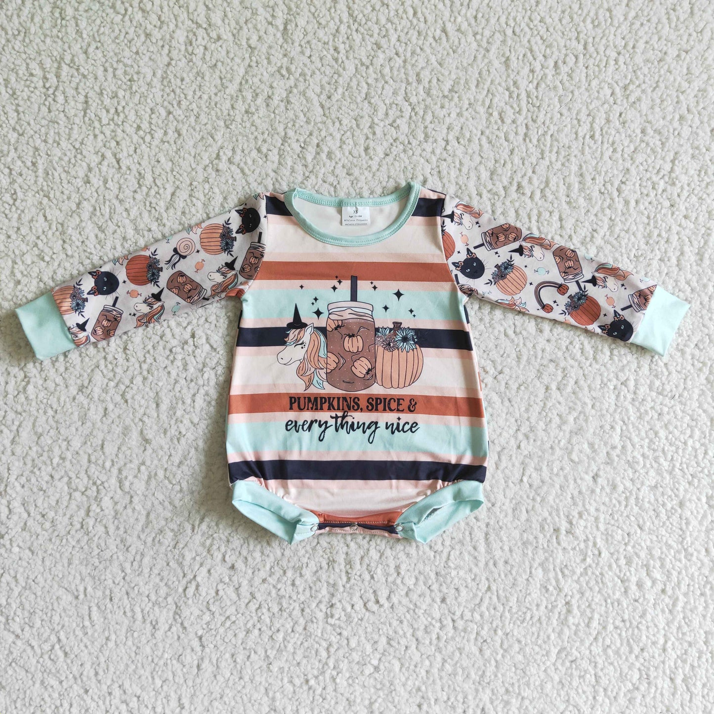 LR0094 baby clothing Halloween cartoon print long sleeve bodysuit milk silk baby romper