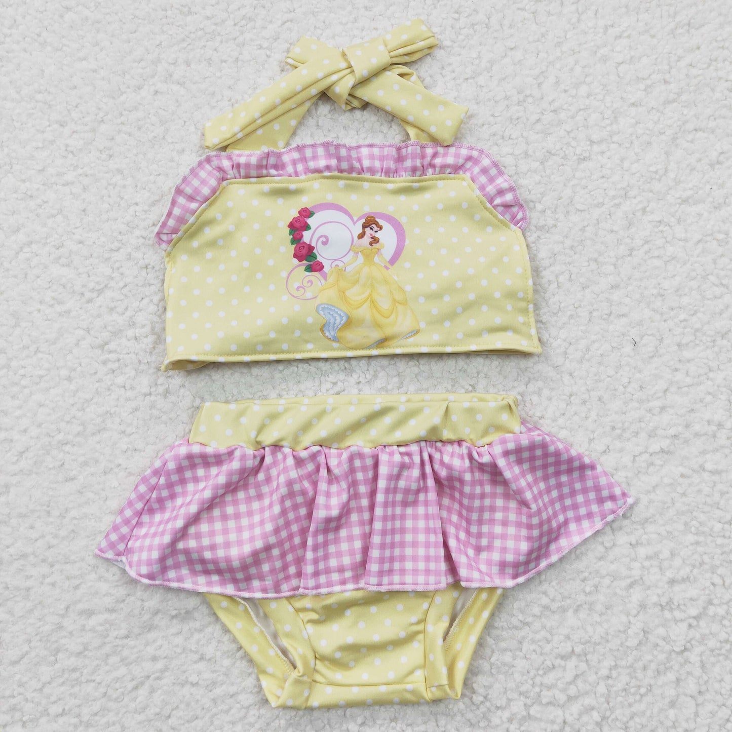 Cute Clothes S0055 Baby Girls Yellow Two Pieces Swimsuits