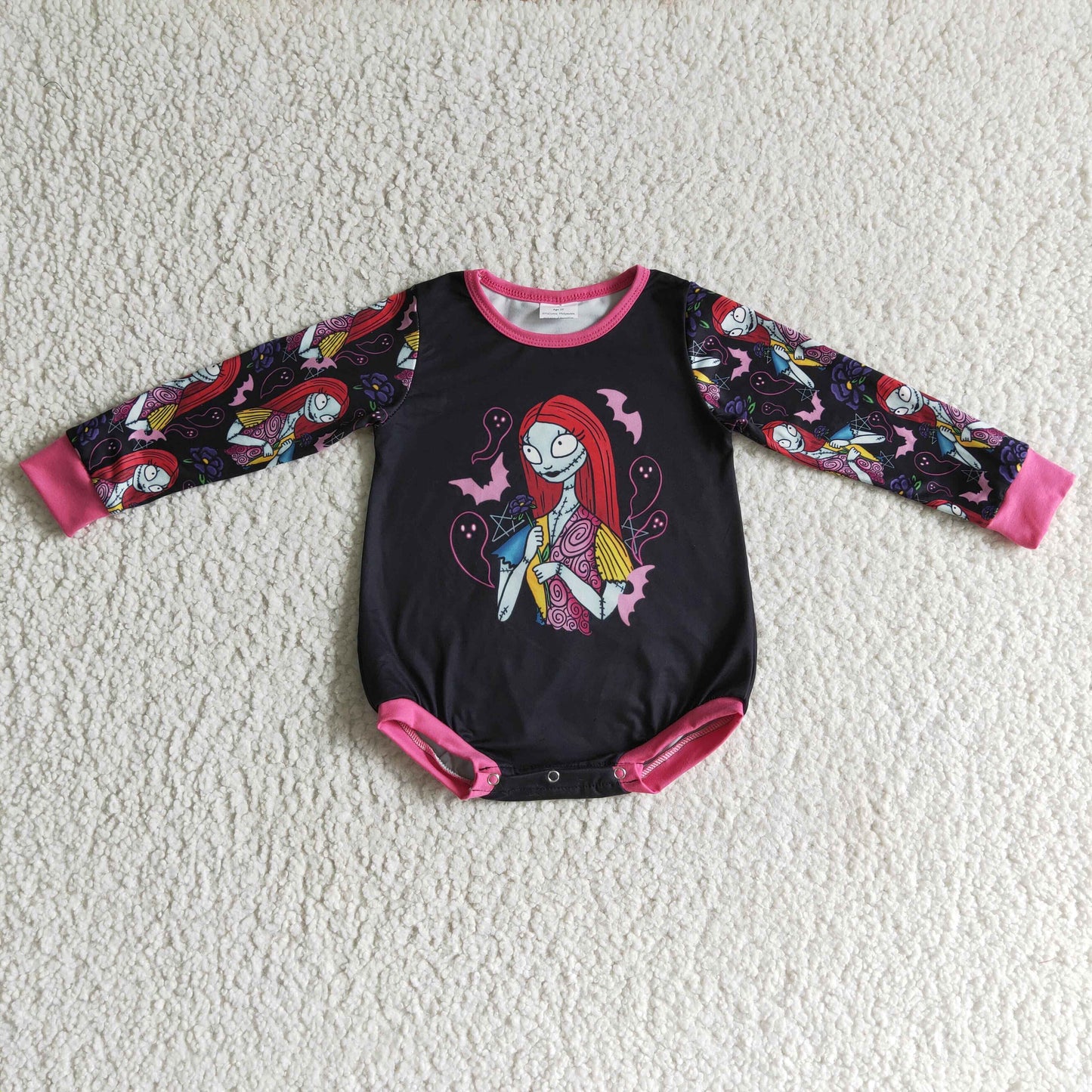 LR0151 baby halloween clothing cartoon print long sleeve bodysuit milk silk baby romper