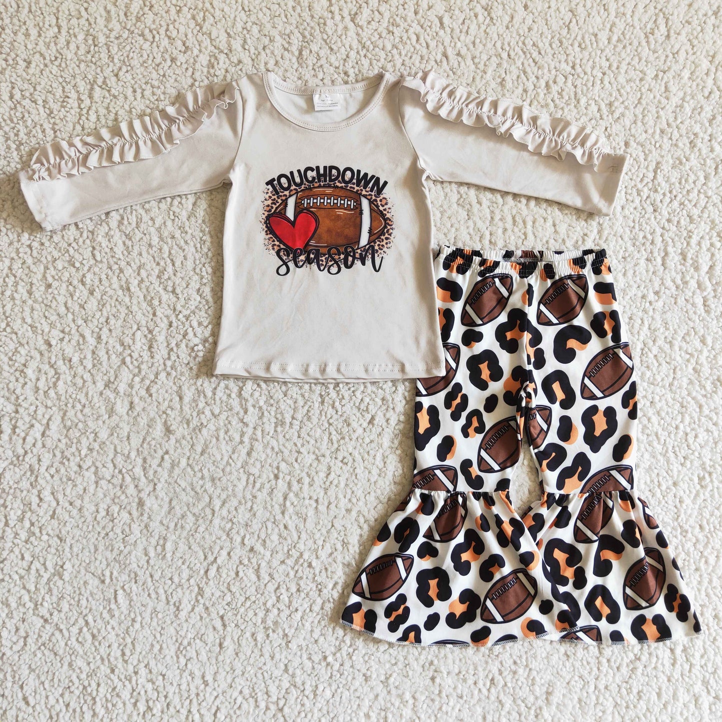 RTS NO MOQ(In Stock ) GLP0287 girls outfit long sleeve and long pants football print