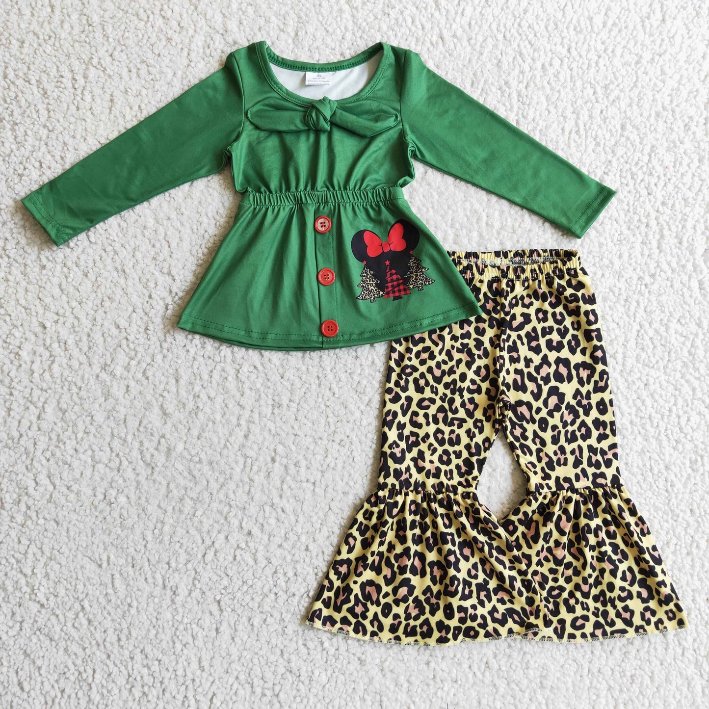 GLP0278 Girls Outfit Christmas Tree Print Trousers Christmas Boutique Set