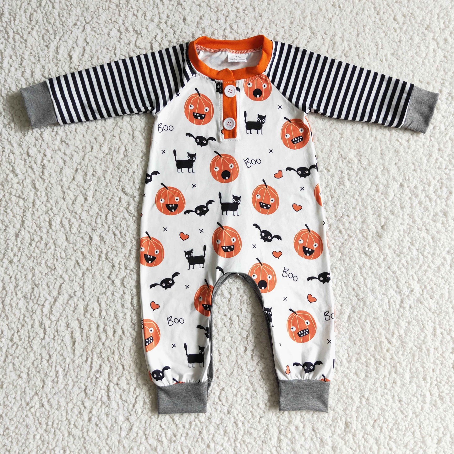LR0140 Newborn boys romper pumpkin print long sleeves long pants baby halloween clothing romper