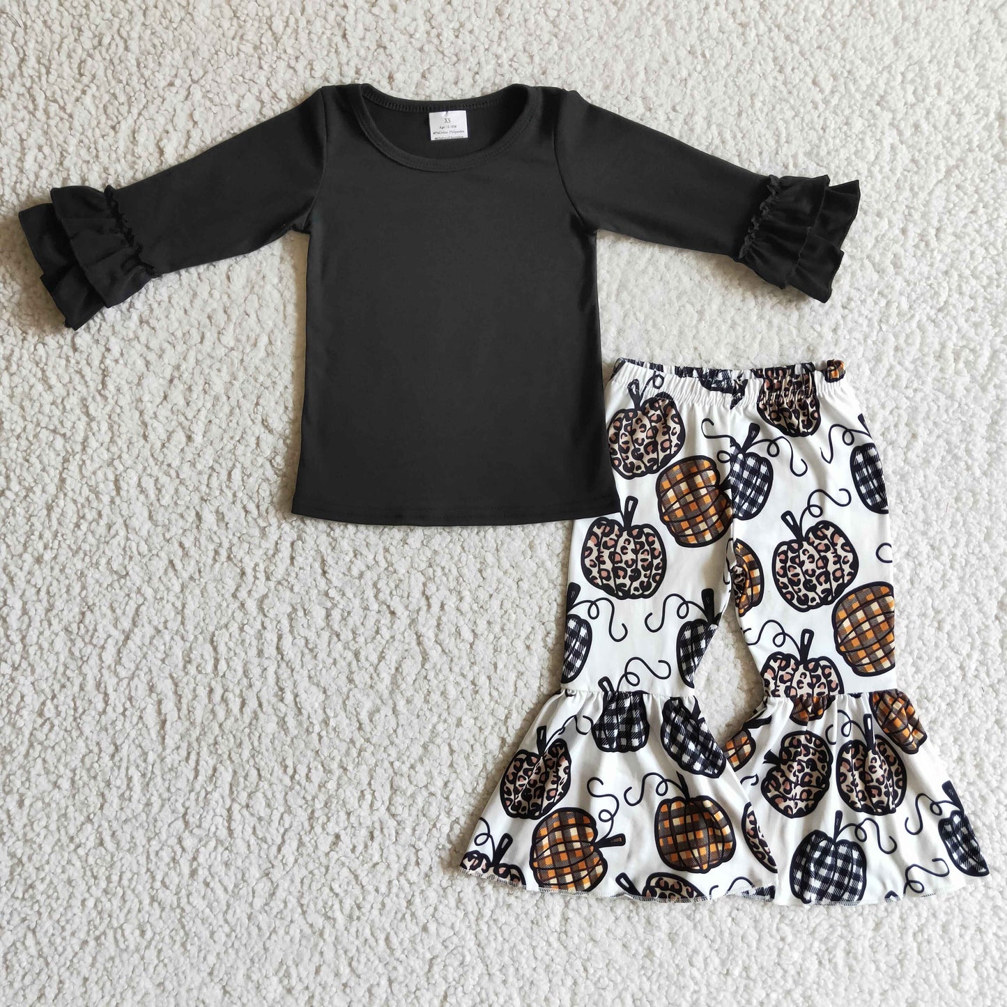 GLP0263 girls Halloween outfit long sleeve and long pants pumpkin print