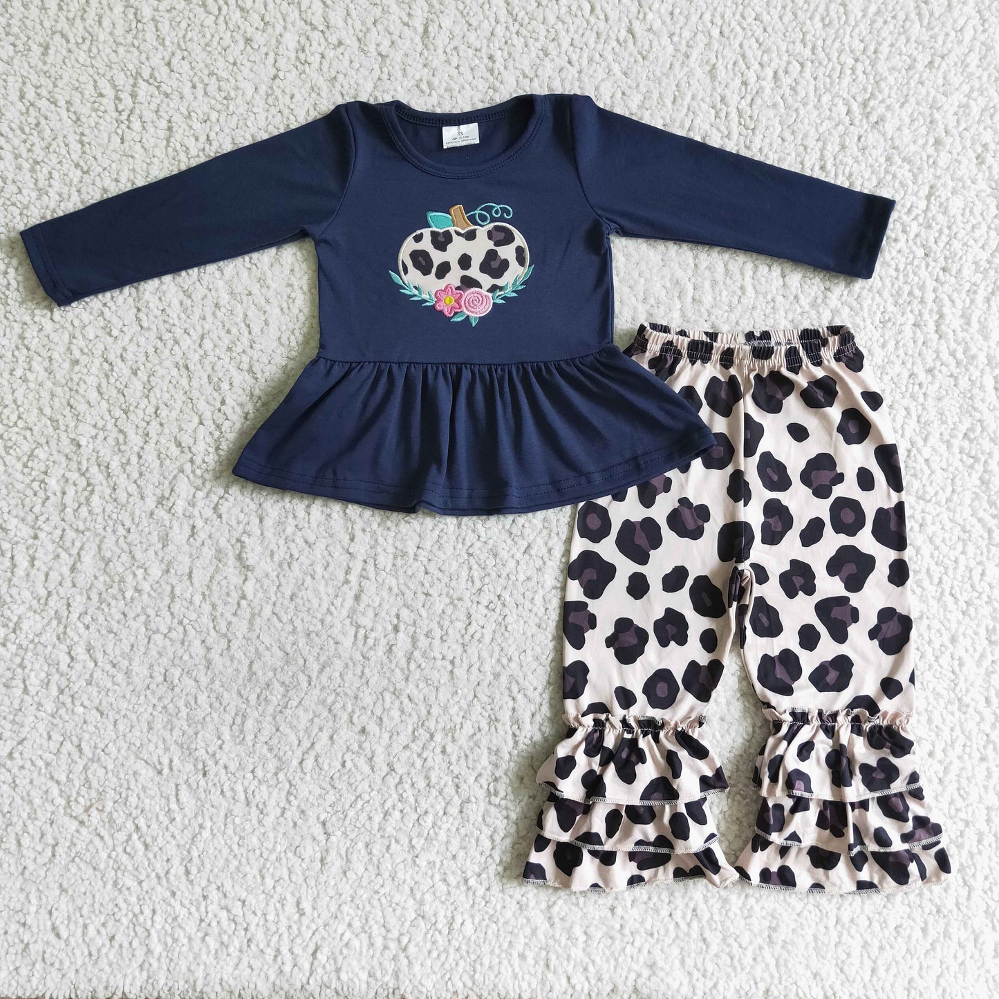 GLP0037 pumpkin print long-sleeve top and printed trousers set Halloween Holiday