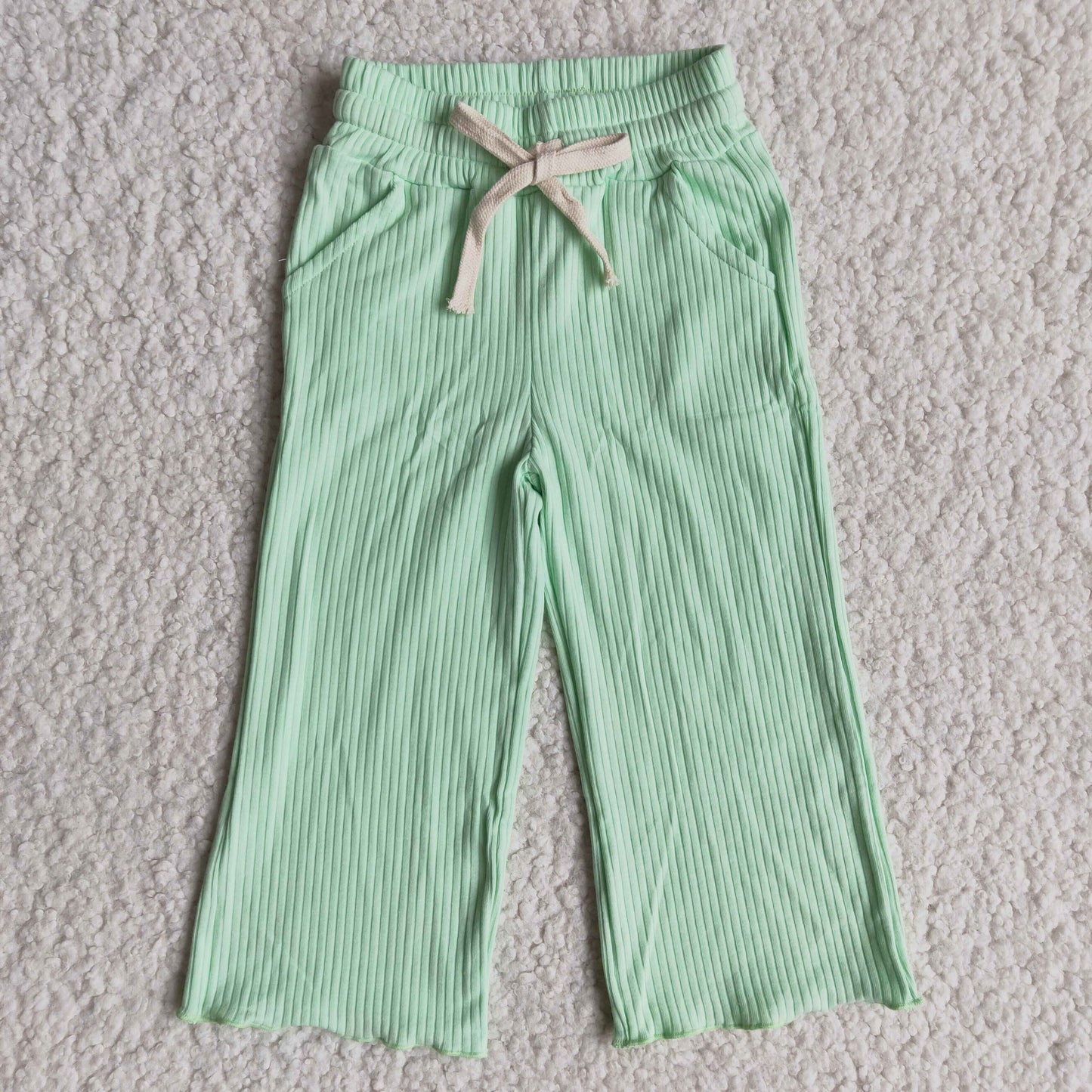 cotton fabric light green long pants