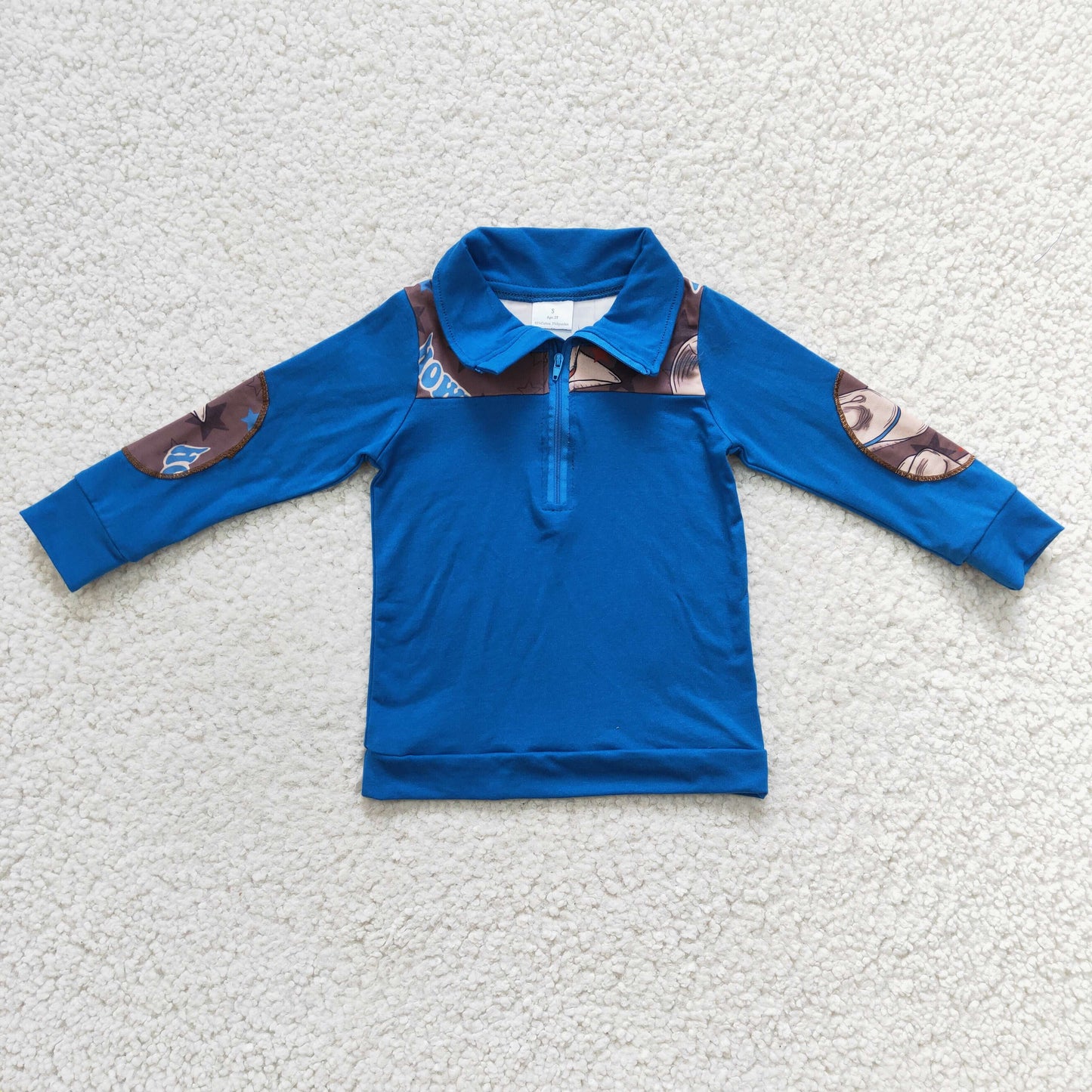 RTS NO MOQ ETA 5/7days Arrived BT0101 Boys HOWDY Hat Star Blue Long Sleeve Top