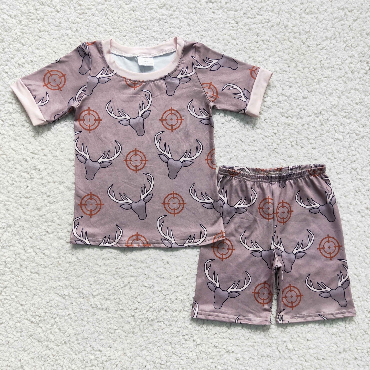 RTS NO MOQ BSSO0099 Summer boy short sleeve and short pants cow print milk silk