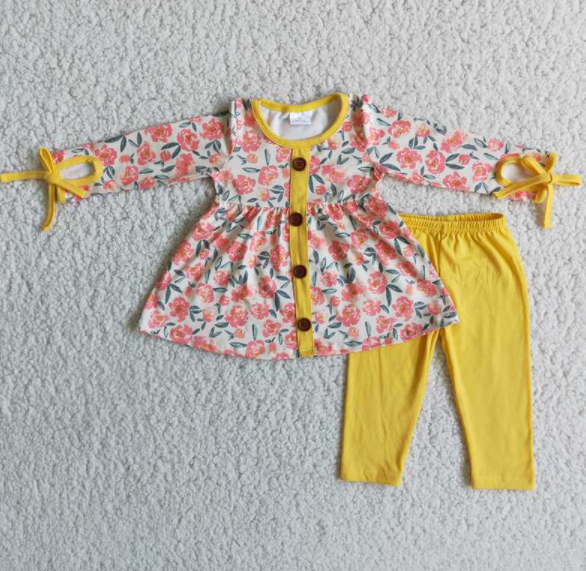 6 A17-20 2 pcs dress top with pants girl flower outfits