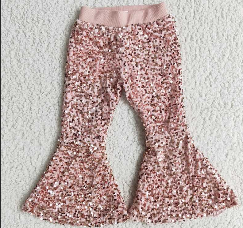 E2-28 pink sequin flare pants