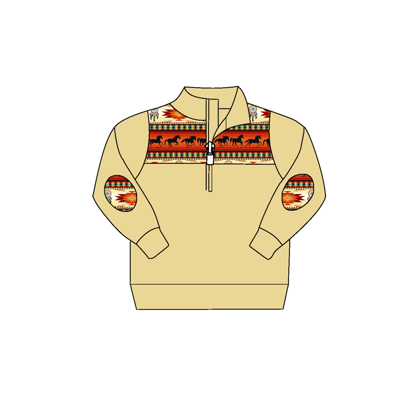 boys polo shirt long sleeve top horse print milk silk