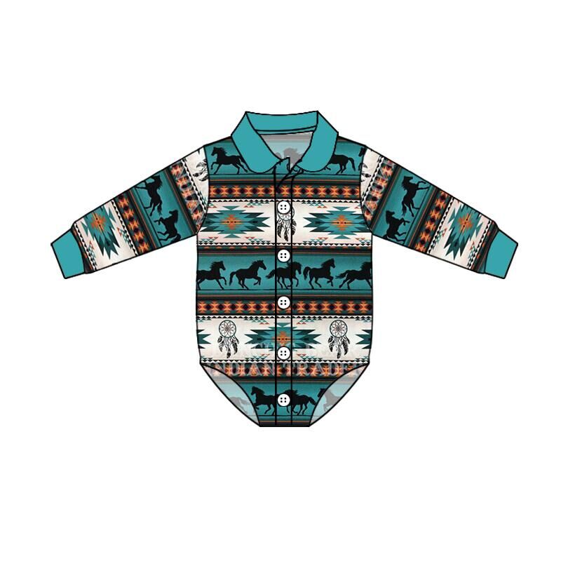baby clothing horse print long sleeve bodysuit milk silk baby romper