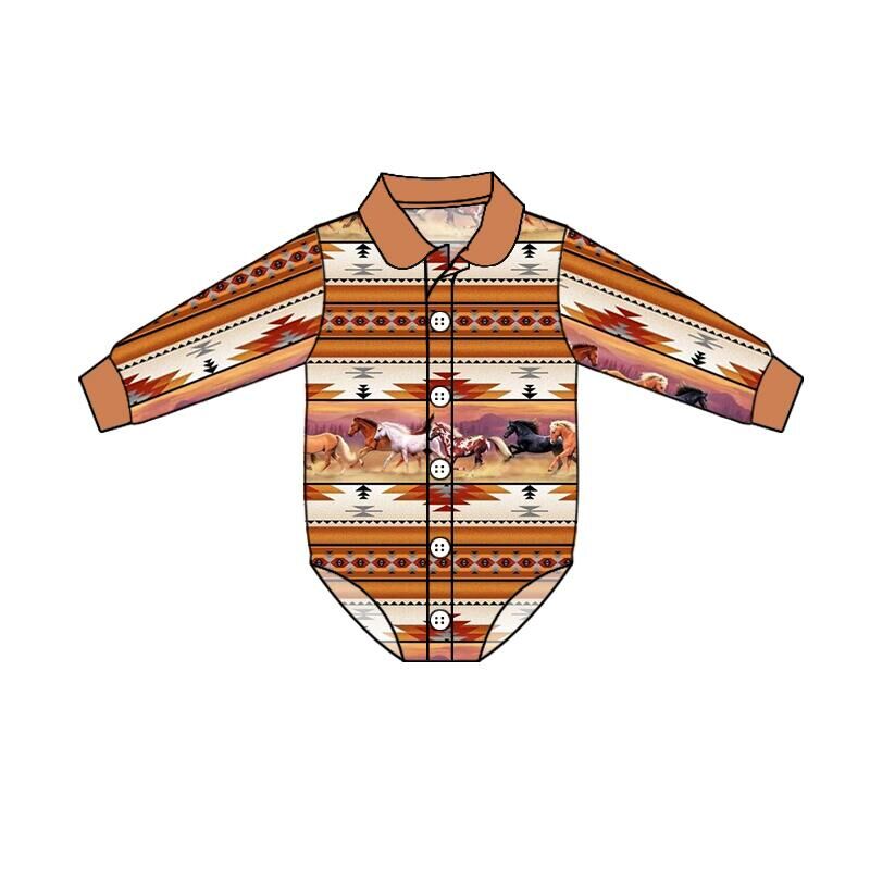 baby clothing horse print long sleeve bodysuit milk silk baby romper
