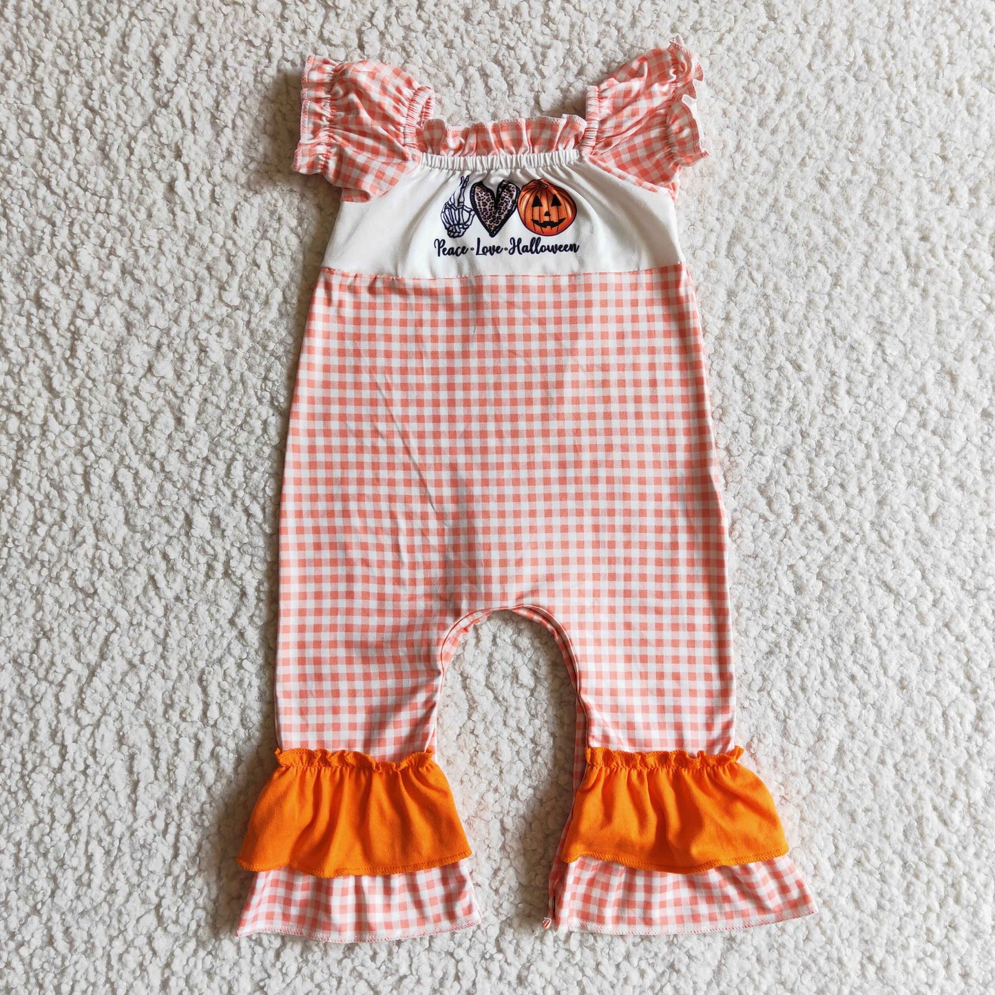 SR0092 Newbourn baby halloween romper pumpkin print short sleeve long pants milk silk
