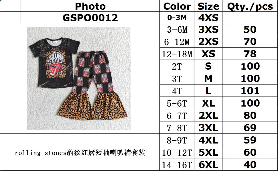 GSPO0012 Baby Girls black tops bell pants sets