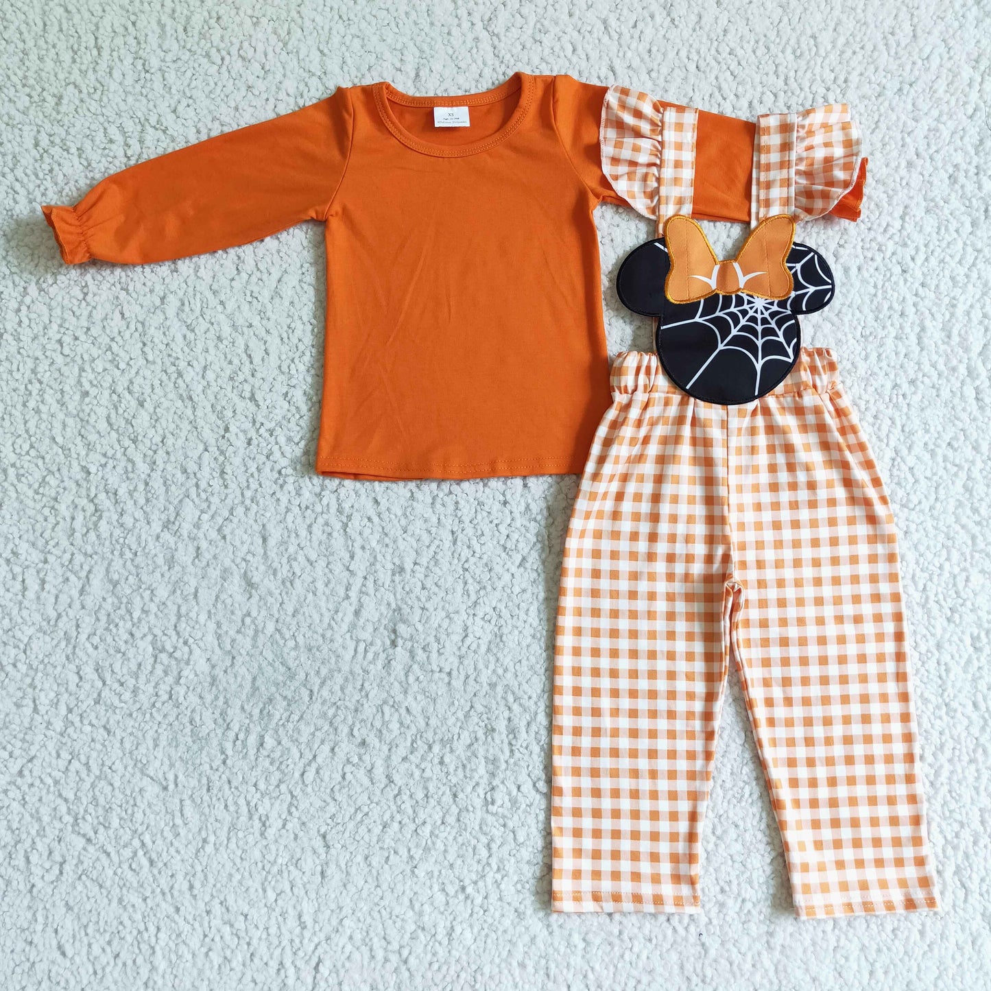 GLP0067 girls clothes orange long sleeve top with long pants overalls cartoon print