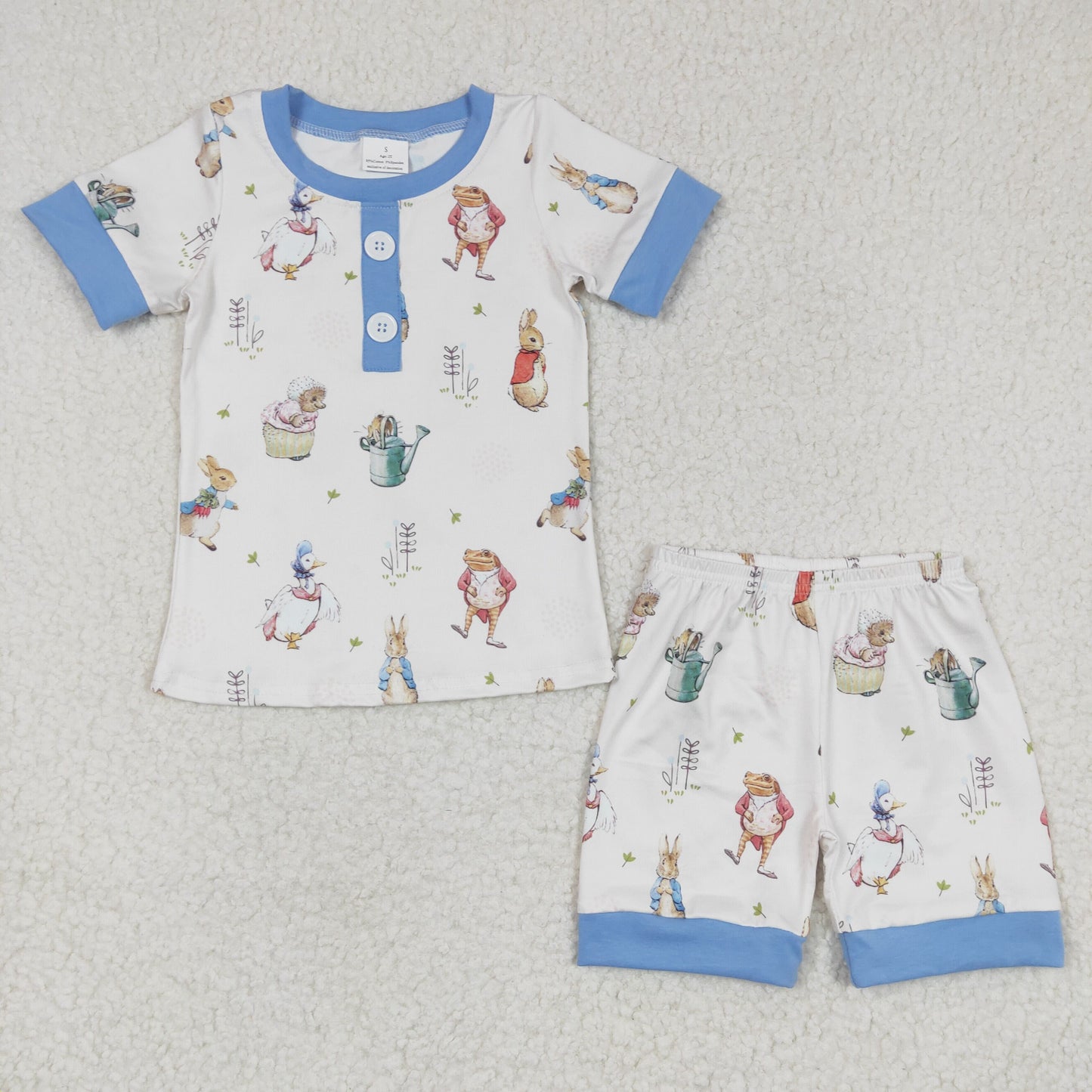BSSO0123 Boys Rabbit Blue Short Sleeve Shorts Set