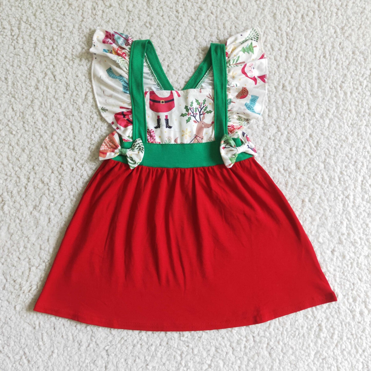 Cute Clothes GSD0142 baby girls dress christmas over knee leopard design clothes flying sleeve