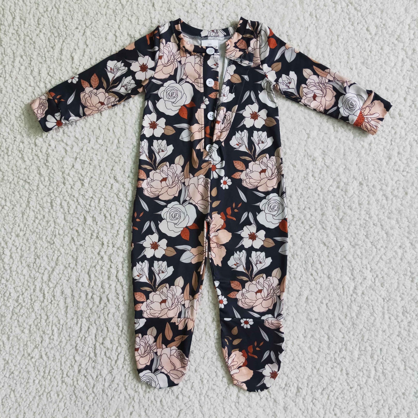 RTS NO MOQ ETA 5/7days arrived LR0116 Baby Flower Print Long Sleeve Bodysuit Romper