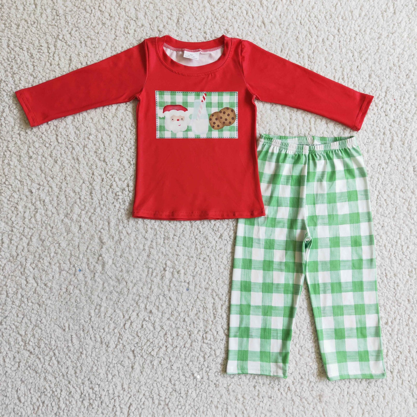 RTS NO MOQ(In Stock) BLP0109 Kids Christmas Clothing Boys Long Sleeve Top And Long Pants Pajamas Print