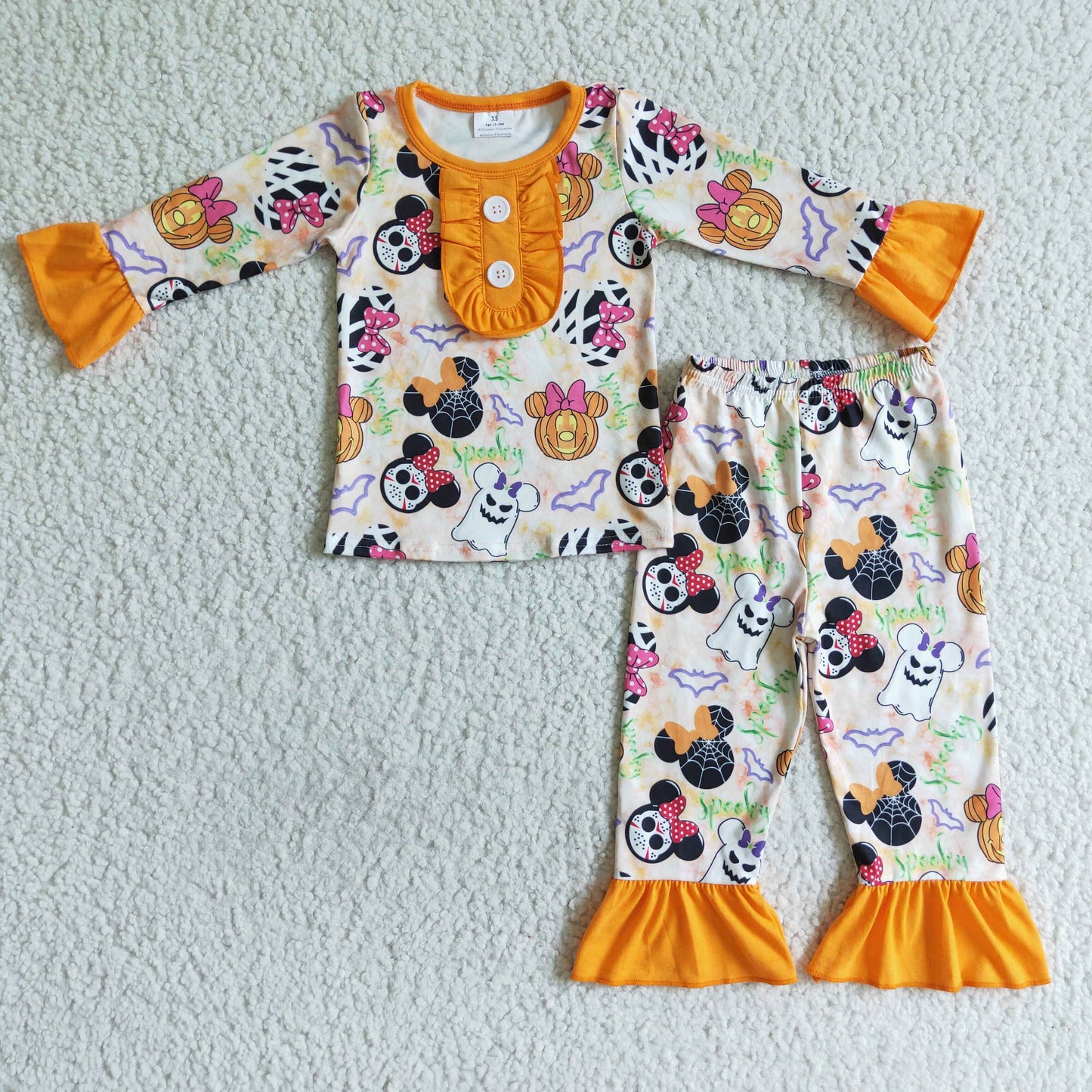 GLP0081 Girls Orange Long Sleeve Top With Trousers Spring And fall