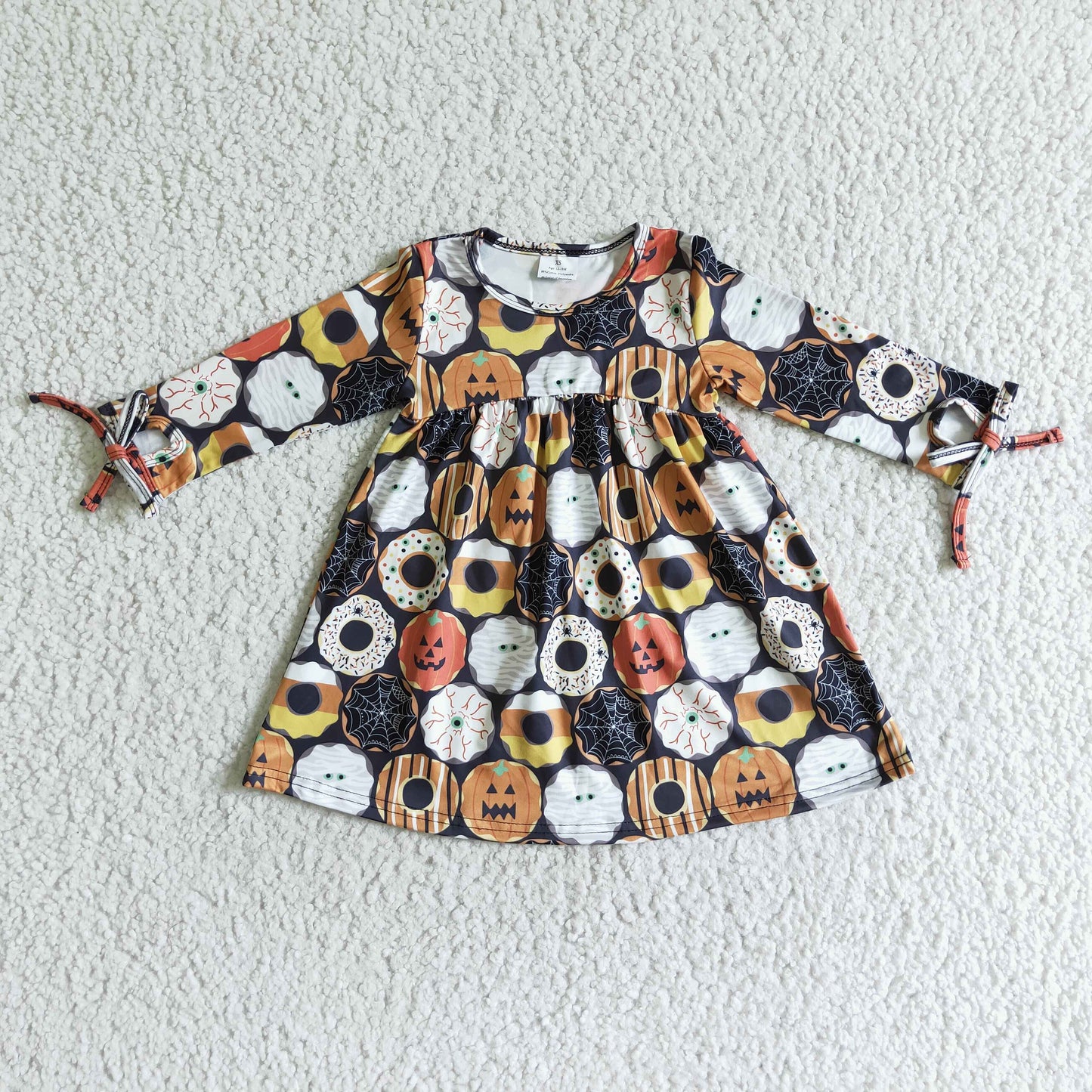RTS NO MOQ(In Stock ) GLD0066 Wholesale girl dress fall winter flower print with buttons 2022 kids clothing over knee boutique children clothing rts