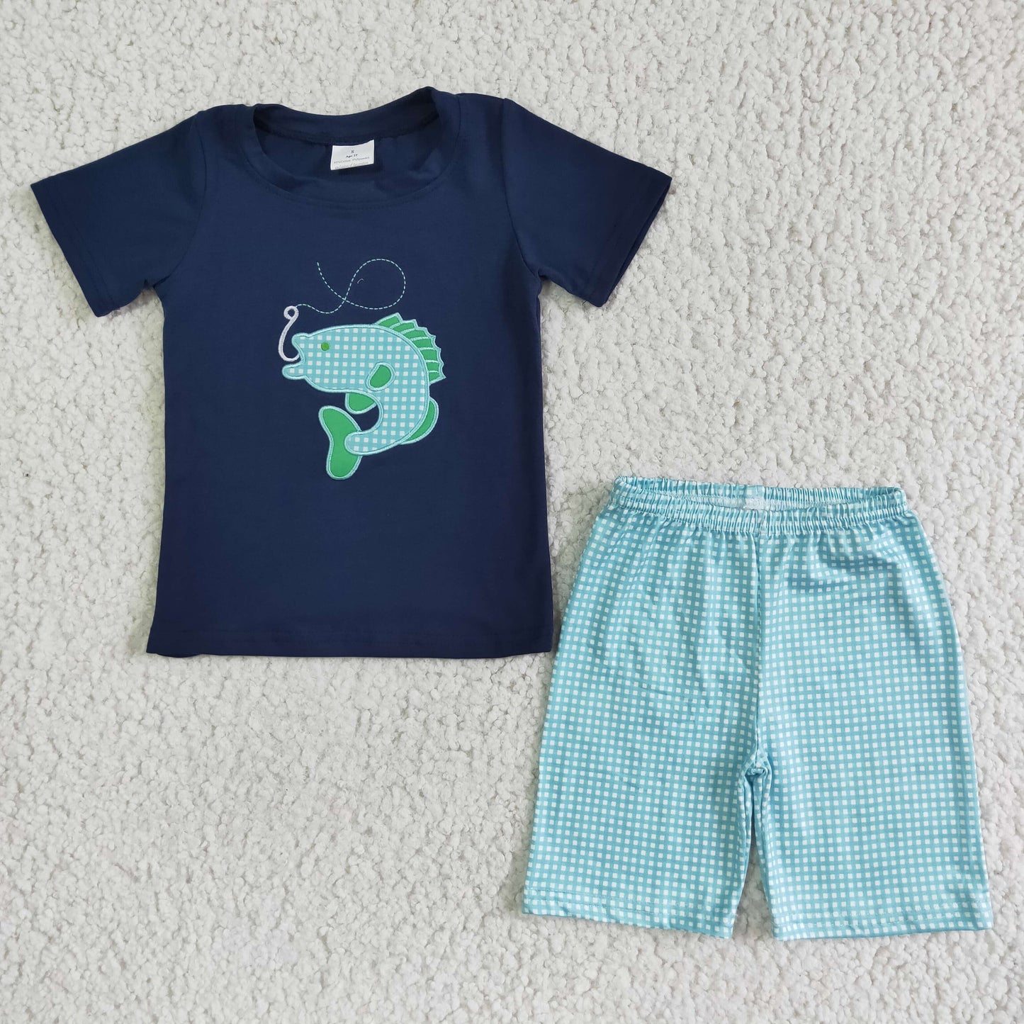 fish navy cotton top with shorts outfits