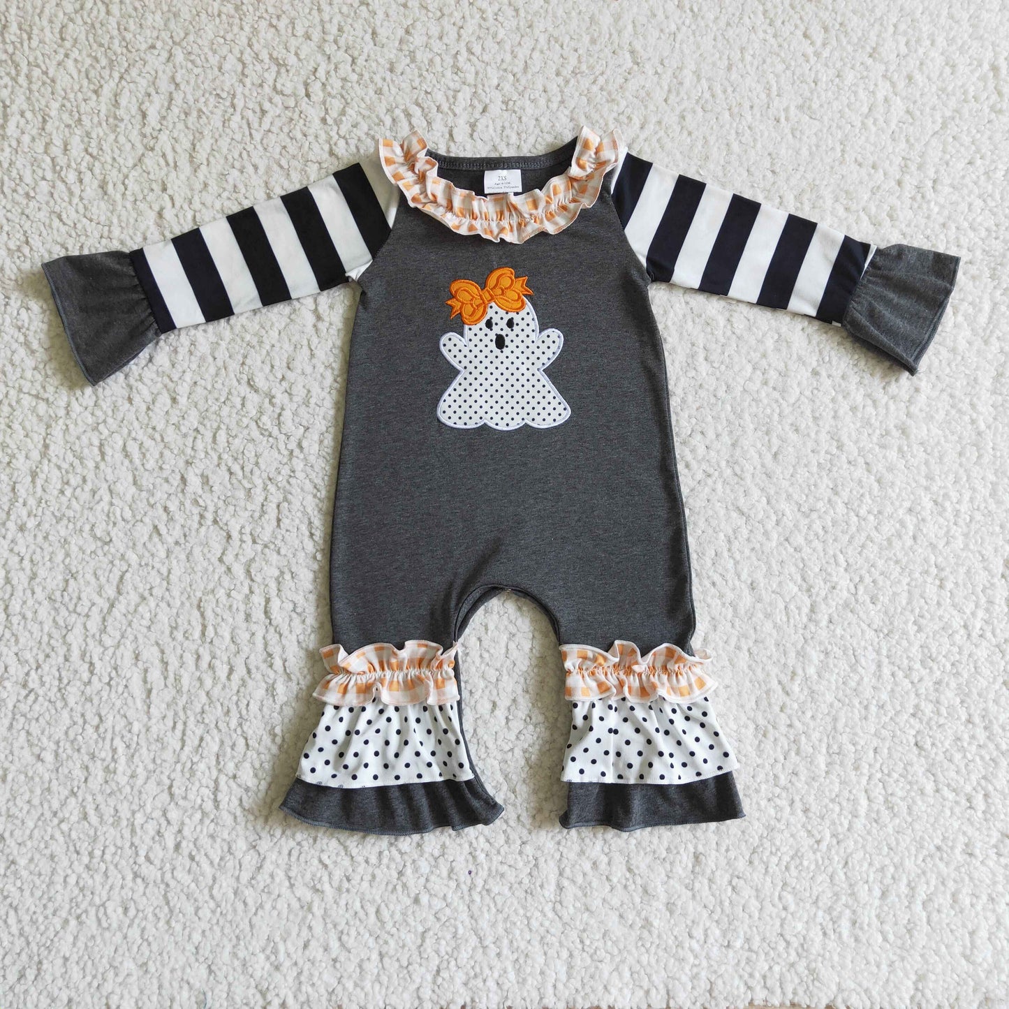 LR0129 baby halloween romper long sleeve long pants baby girls romper milk silk print