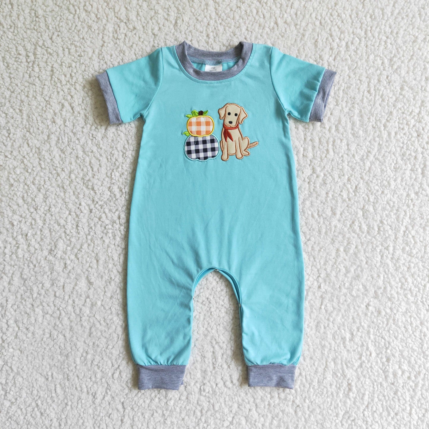 SR0069 Newbourn baby halloween romper pumpkin print short sleeve long pants milk silk