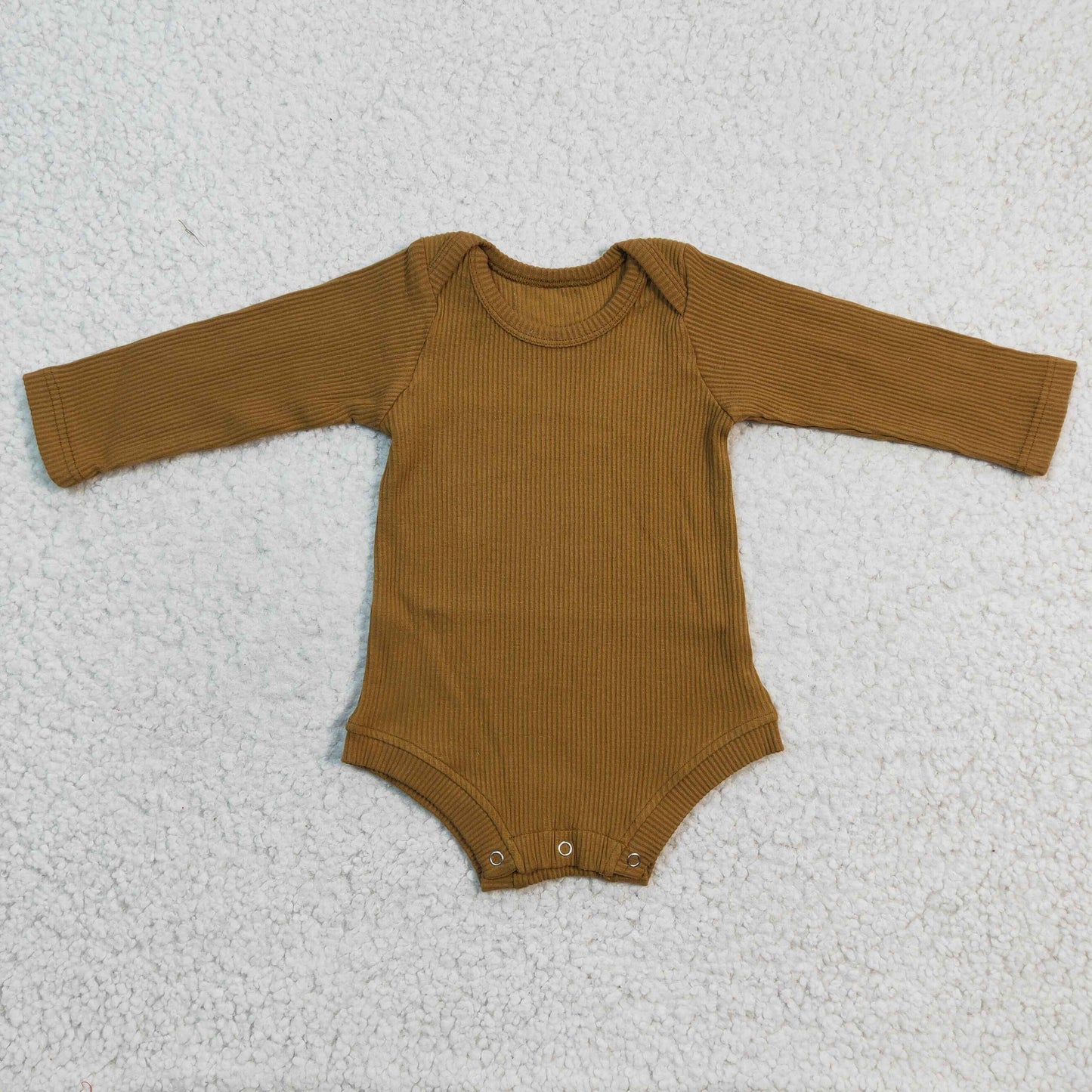 LR0266 Yellow Ribbed Long Sleeve Bodysuit