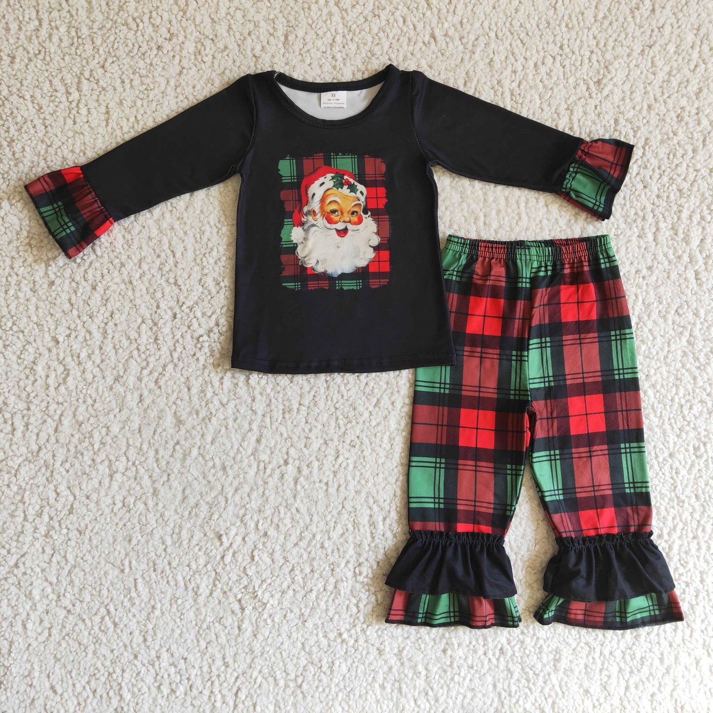 RTS NO MOQ(In Stock)GLP0260 girls christmas outfit long sleeve and long pants print