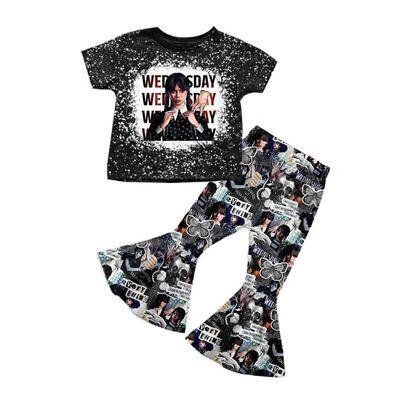 Girls short top with long pants Wednesday print