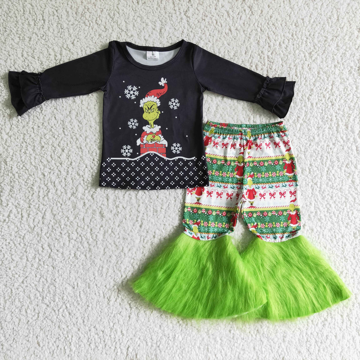 GLP0152 kids clothing girls christmas long sleeve top with long pants print