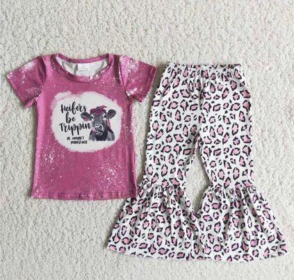 pink cow top with pants outfits