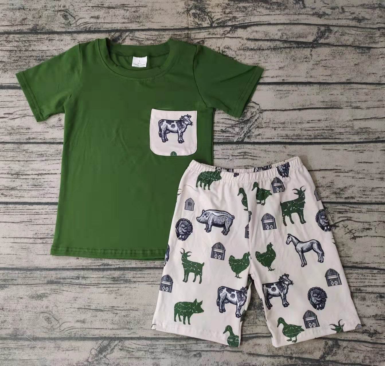 green boys cotton with shorts outfits