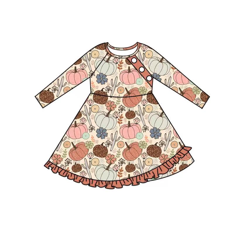 pre -order sample long sleeve dress pumpkin print moq 5