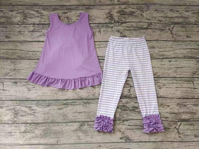 Girls purple sleeveless top with long pants