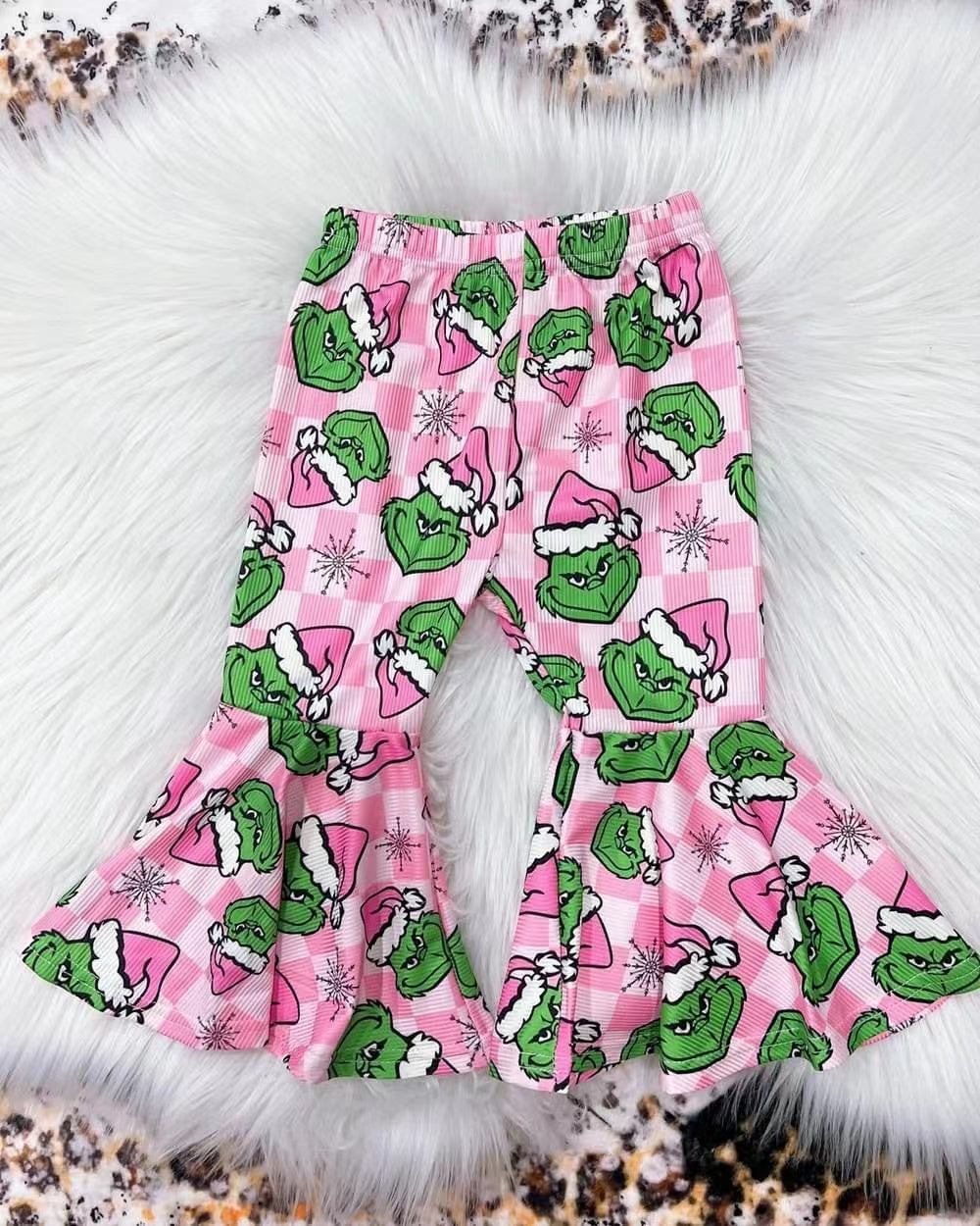 Custom MOQ 5 baby girls clothes Christmas pink pants