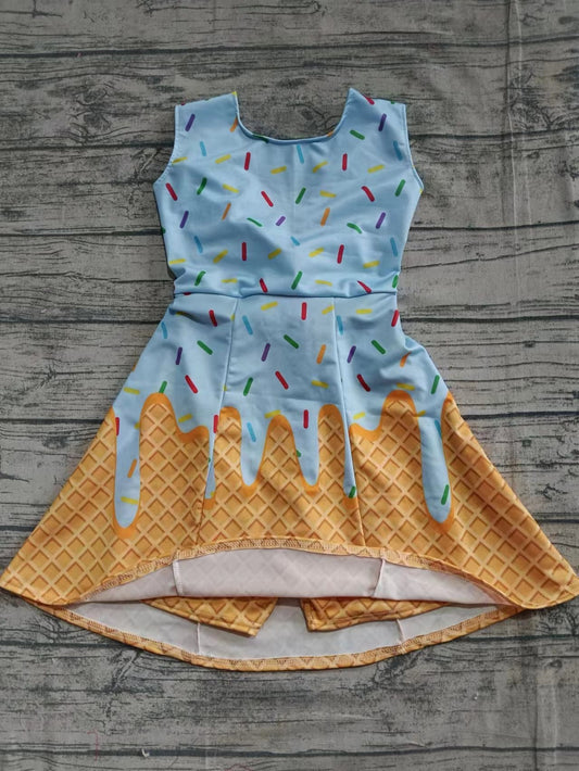 Custom moq 3 eta 6-7weeks baby girl clothes team blue sleeveless dress-25.5.16