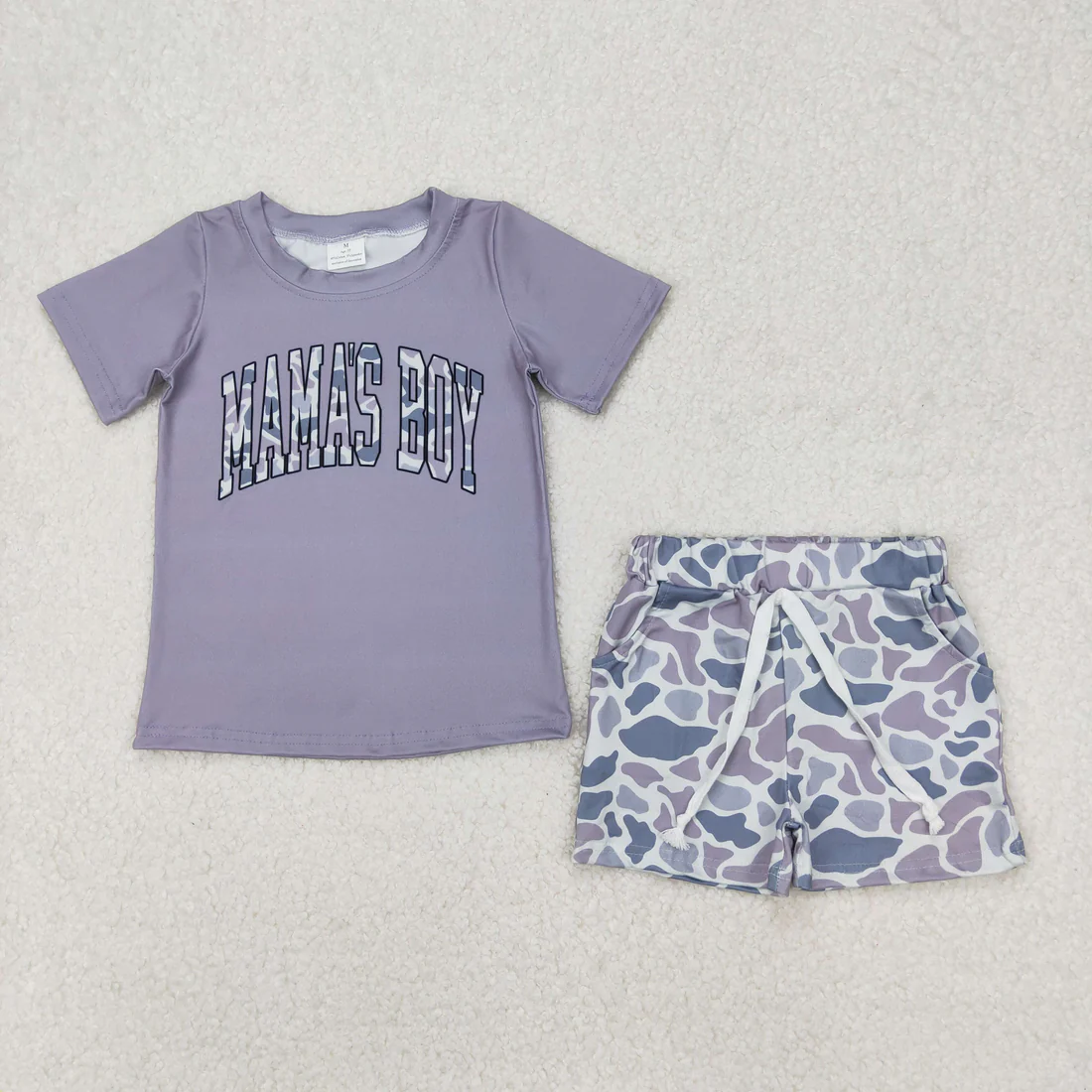 RTS NO MOQ Sibling Baby boy clothes MAMA camouflage Short Sleeve shorts Suits