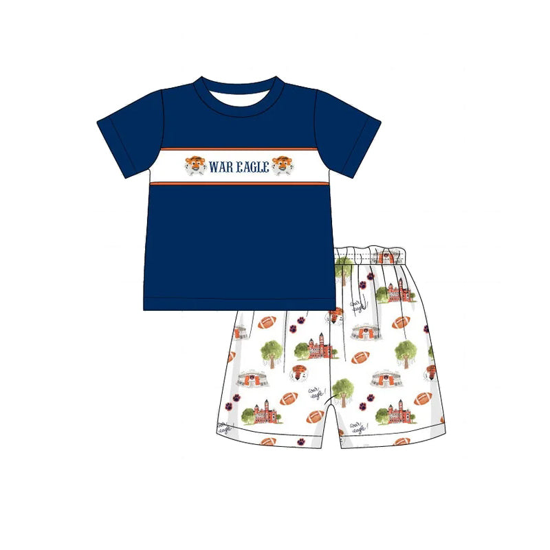 custom moq 3 eta 6-7weeks Boys short-sleeved shorts navy blue suit