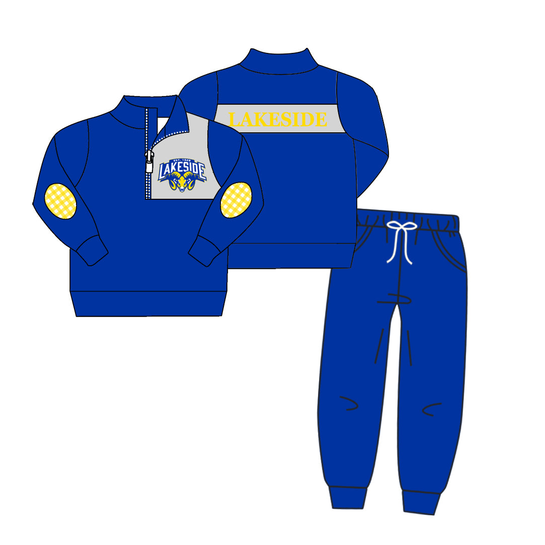 Deadline August 29custom no moq eta 6-7weeks Blue long-sleeved trousers suit