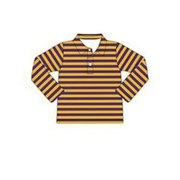 custom moq 3 eta 6-8weeks baby boys clothes yellow and purple long sleeve top