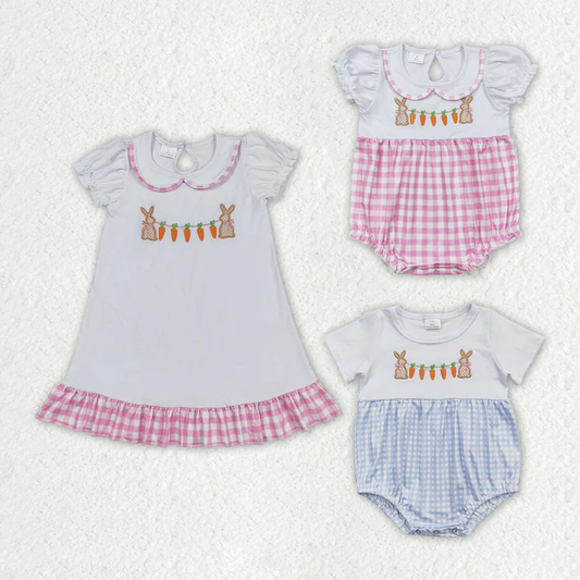 RTS NO MOQ Baby Girls Easter Rabbit sets Rompers Dresses