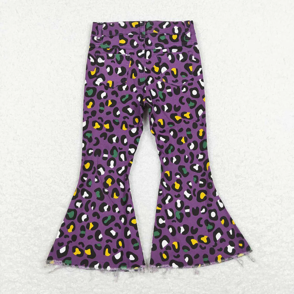 RTS NO MOQ Sibling Baby girl clothes Summer mardi gras long jeans pants